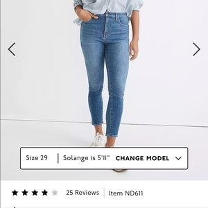 Madewell 10” high rise skinny crop size 30
